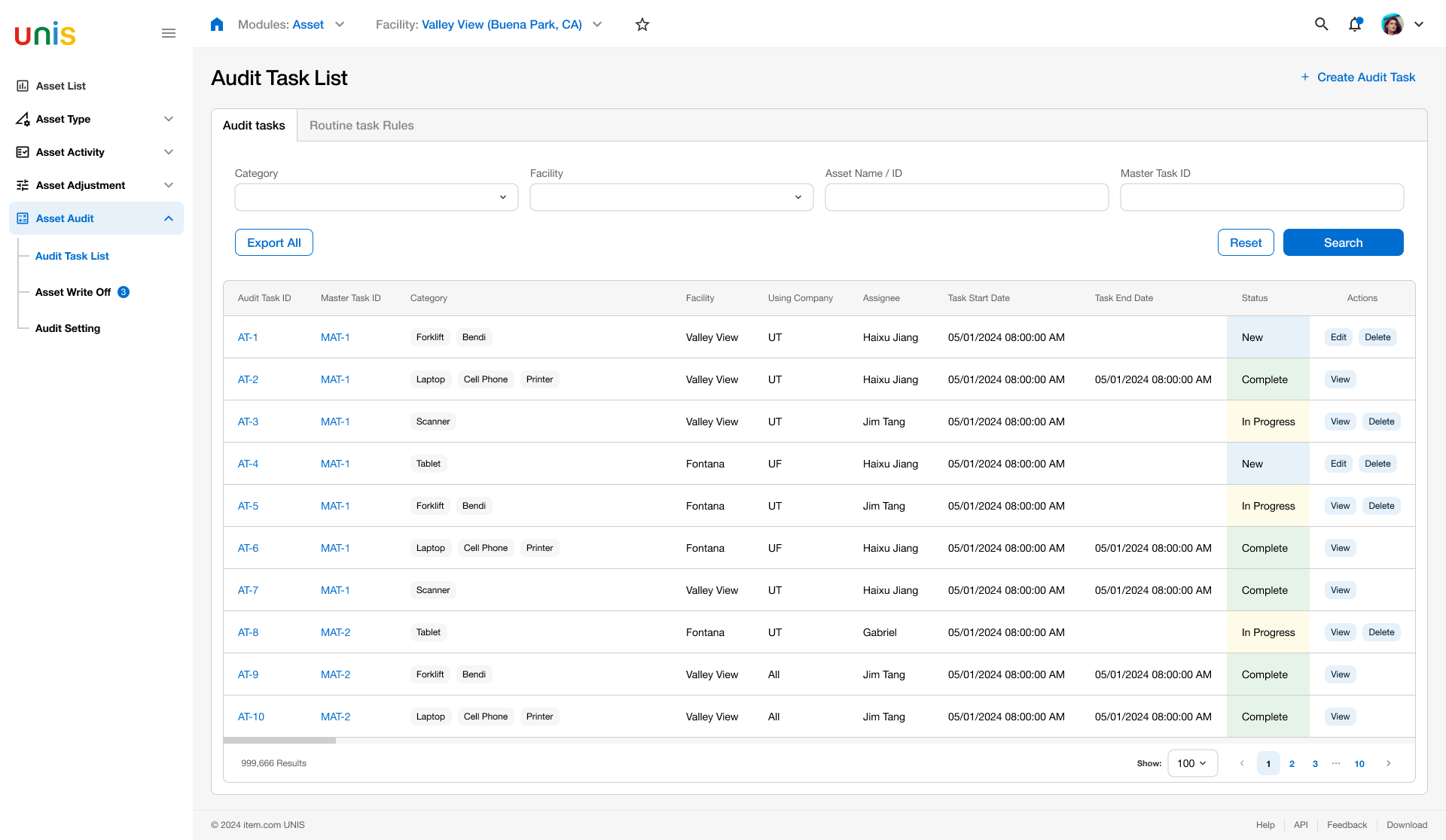 Audit Tasks